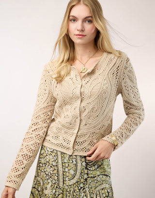 Jordyn Crochet Cardigan Salted Ash