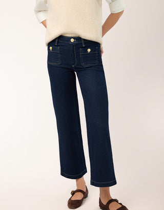 Landon Wide Leg Crop Jean Dark Bayou Rinse Wash