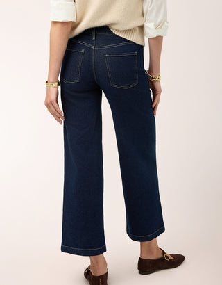 Landon Wide Leg Crop Jean Dark Bayou Rinse Wash