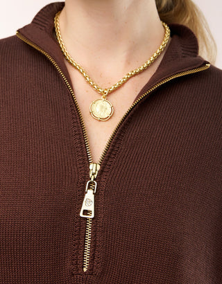 Carlie Half Zip Sweater Deep Mahogany