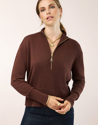 Carlie Half Zip Sweater Deep Mahogany