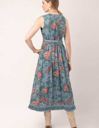 Danica Midi Dress Japonica Bird Blue Spruce