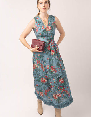 Danica Midi Dress Japonica Bird Blue Spruce