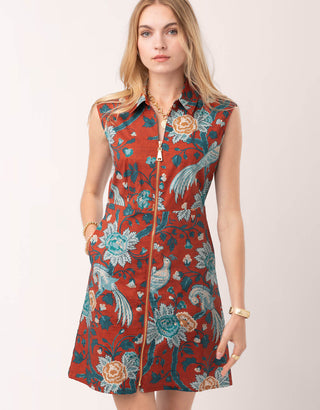 Lainey Zip Dress Japonica Bird Red