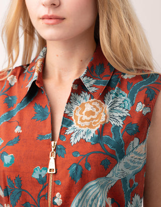 Lainey Zip Dress Japonica Bird Red