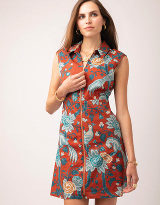Lainey Zip Dress Japonica Bird Red