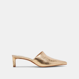 Lexy Heels Gold Distressed Leather
