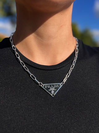 Prada Black And Silver Chain Necklace