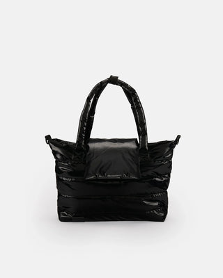 Capri Crossbody Tote Black Liquid Shine