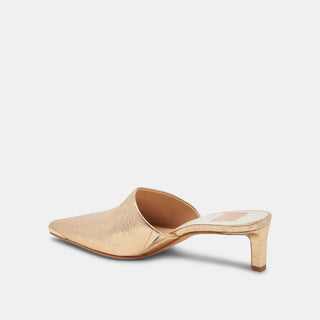 Lexy Heels Gold Distressed Leather