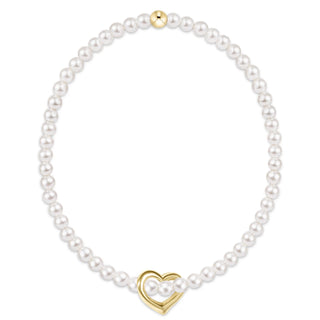 Classic Pearl 3mm Bracelet Love Gold Charm