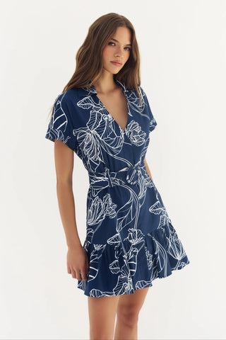 Birgin Dress Dramatic Vining Iris