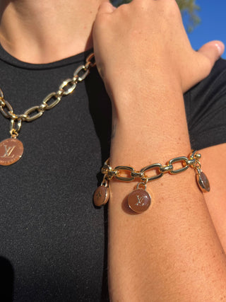 Louis Vuitton Brown Charm Gold Toggle Bracelet