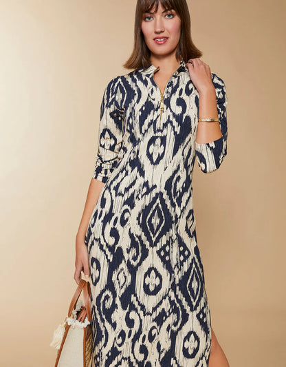 Nora Half-Zip Midi Dress Bascom Ikat