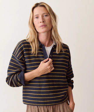 Valerie Polo Sweater Twilight & Green Stripe