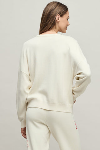 CozyChic Ultra Lite Cotton Smiley Sun Pullover Cream & Light Poppy