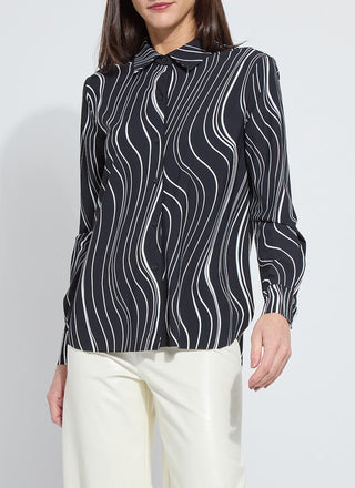 Connie Slim Button Down Undulating Lines