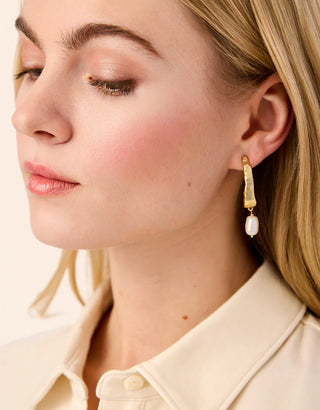 Tumbled Hoop Earrings Pearl