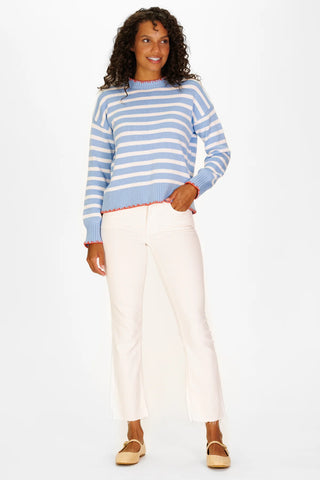 Blanket Red Stitch Sweater Light Blue & White Stripe