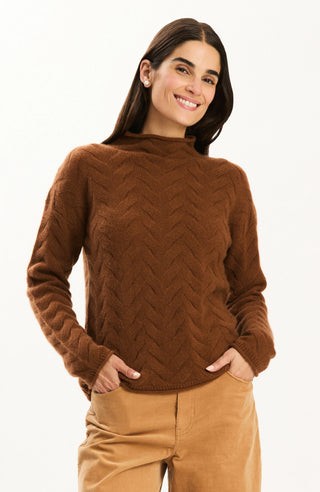 Gracie Cashmere Basketweave Sweater Bison