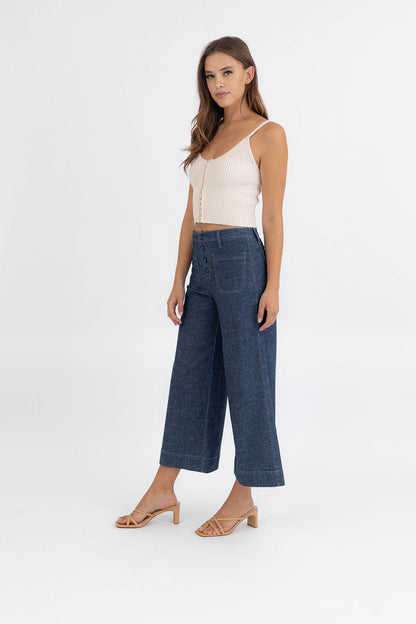 Sophie Wide Leg Cropped Pant Blinding Lights