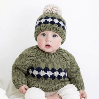 Geo Mossy Green Beanie