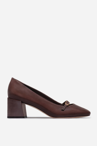 Amelie Pump Dark Chocolate Polish Calf