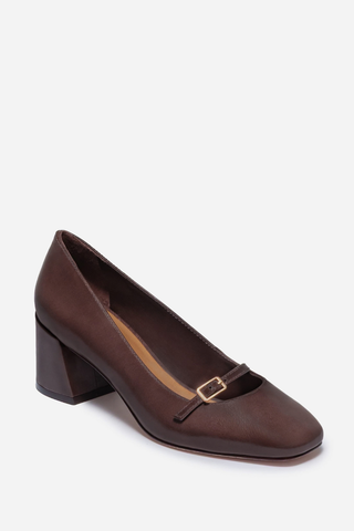 Amelie Pump Dark Chocolate Polish Calf