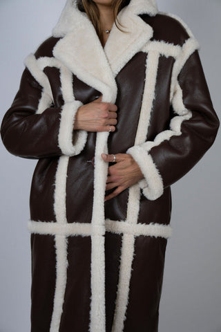 Faux Leather & Shearling Trench