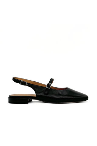 Athena Leather Mary Jane Flats Black
