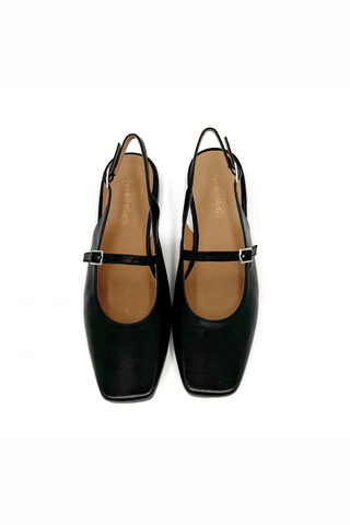Athena Leather Mary Jane Flats Black