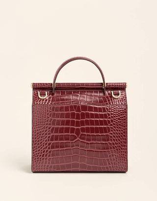 Siren Beverly Leather Satchel Bordeaux Croc
