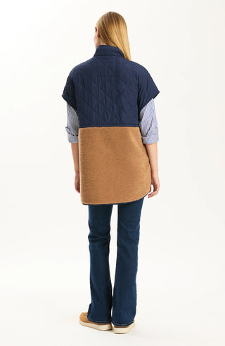 Cassidy Quilted Shearling Vest Iced Coffee