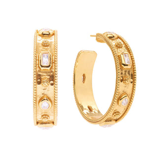 Berry Hoop Earrings Clear Cubic Zirconia