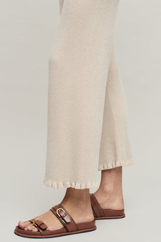 CozyChic Ultra Lite Rib Ruffle Hem Ankle Pant Stone