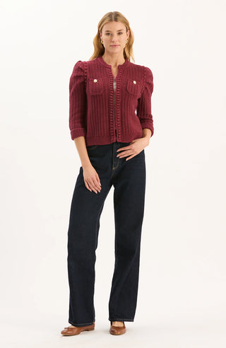 Liza Cotton Blend Knit Jacket Cabernet