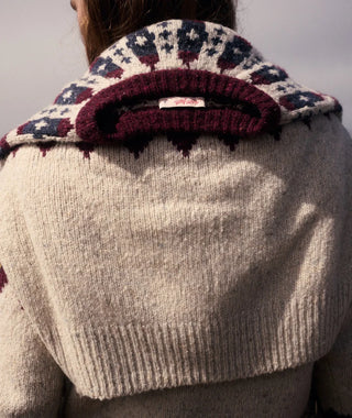 Donegal Fair Isle Sweater Oatmeal and Cabarnet