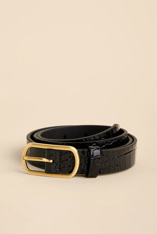 Siren Thin Belt Croc Black