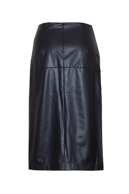 Ava Leather Pencil Midi Skirt Black