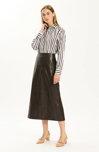Phoebe Punched Vegan Leather Skirt Demitasse