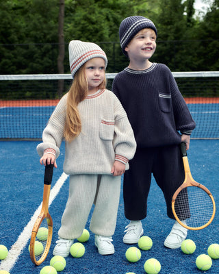 Boxy Sweater Chunky Tennis Ecru Terracotta