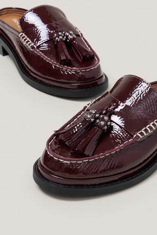 Bambie Slide Loafer Bordeaux Crinkle Patent