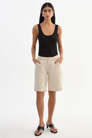 Bary Linen Twill Bermuda Short Natural