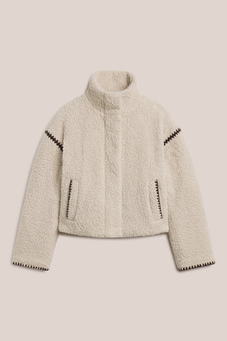 Brushed CozyChic Blanket Stitch Puffer Stone