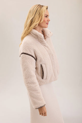 Brushed CozyChic Blanket Stitch Puffer Stone