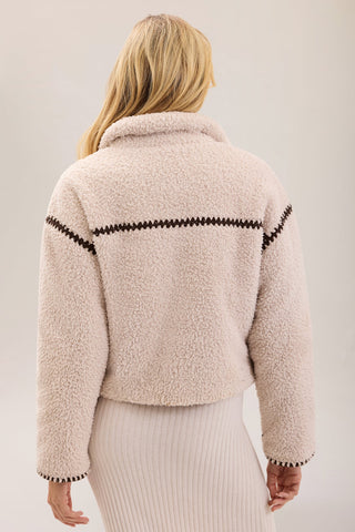 Brushed CozyChic Blanket Stitch Puffer Stone