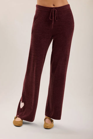 CozyChic Ultra Lite Contrast Heart Pant Deep Garnet Petal