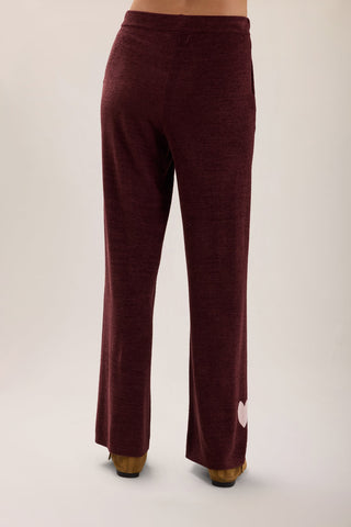 CozyChic Ultra Lite Contrast Heart Pant Deep Garnet Petal