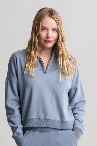 Brushed Fleece With CozyChic Ultra Lite Rib 1/2 Zip Pullover