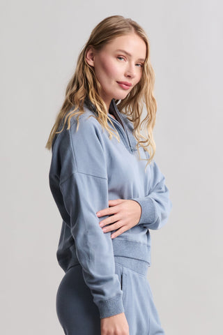 Brushed Fleece With CozyChic Ultra Lite Rib 1/2 Zip Pullover